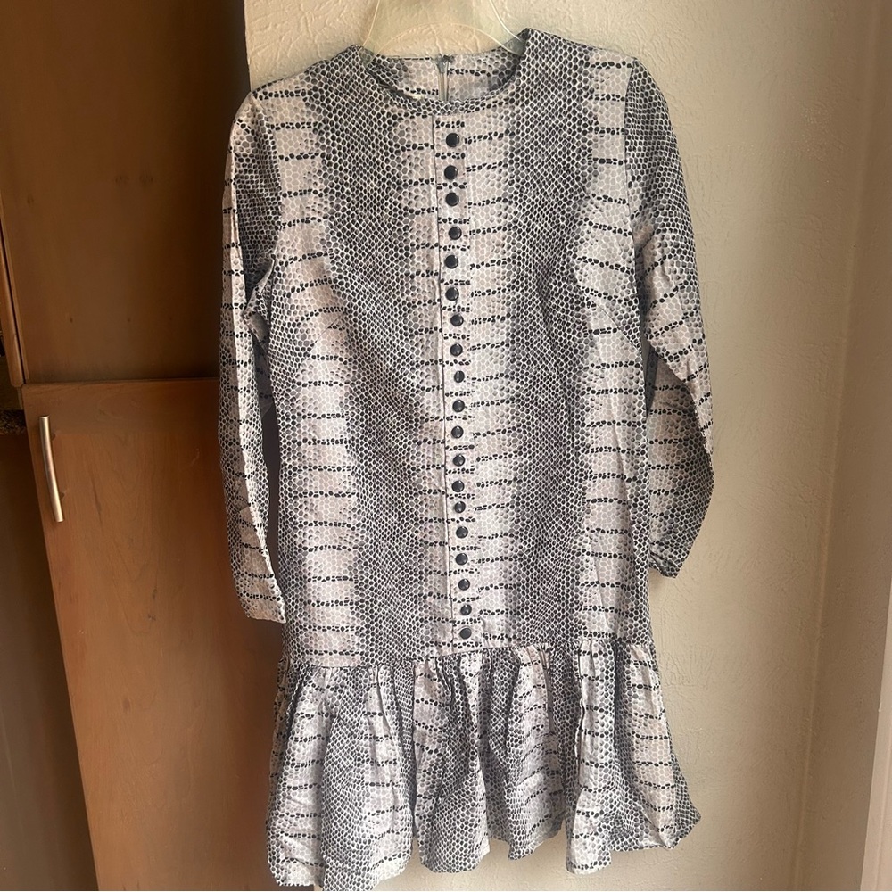 Vintage snakeskin print drop waist dress 70s 80s Size Small